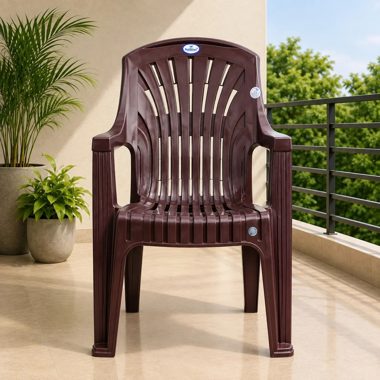 VV National Vista Premium Plastic Chair – Pack of 2 Pcs (Brown)