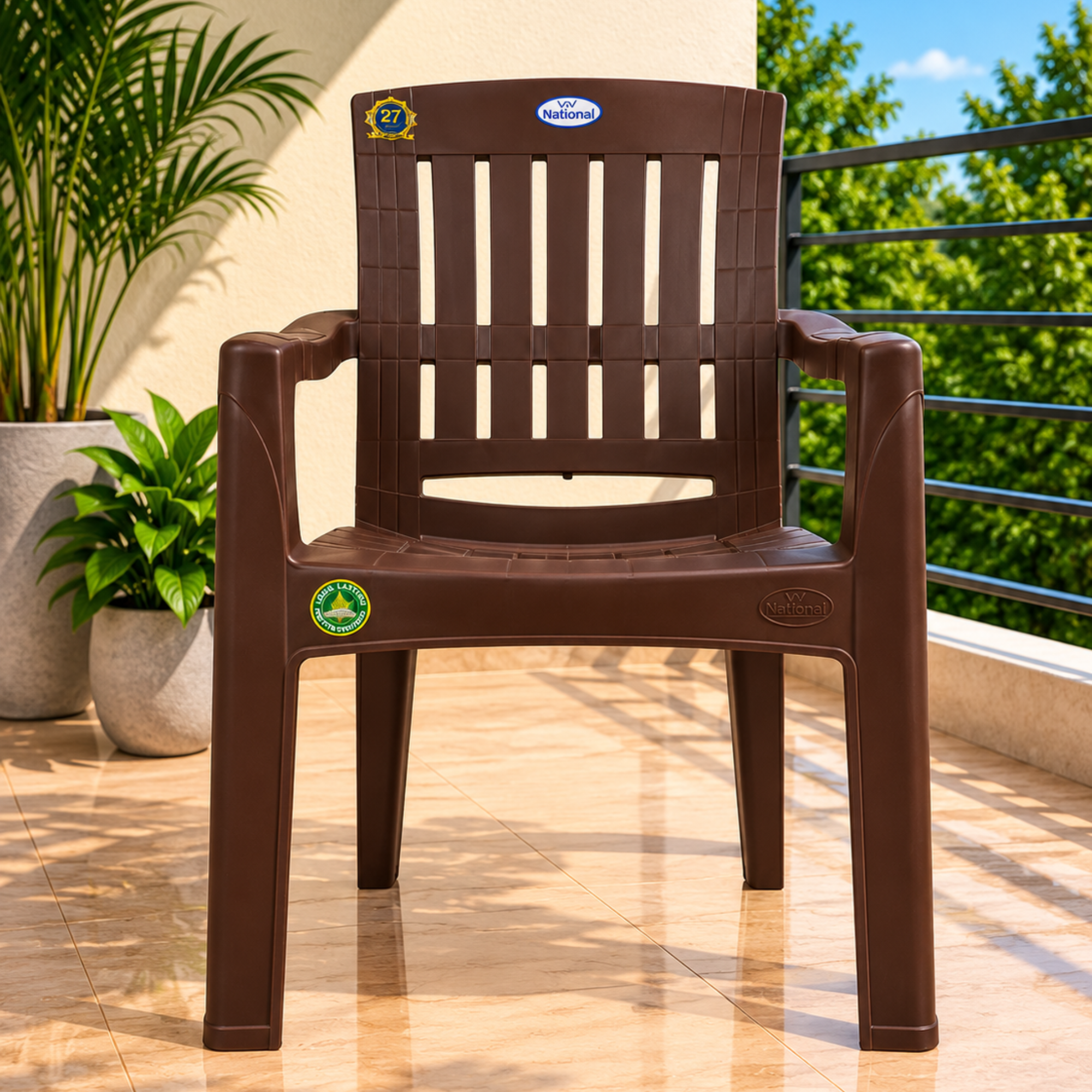 Master Premium Plastic Chair Living Room | Pack of 2 | 2-Year Warranty (BROWN)