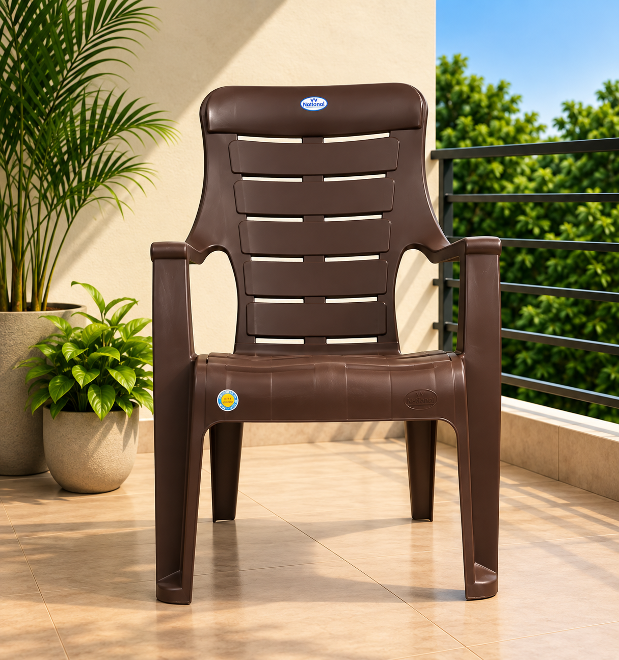 VV National Holiday EC Plastic Relaxing Chair | Comfortable Lounge Chair for Home, (Dark Chocolate Brown)